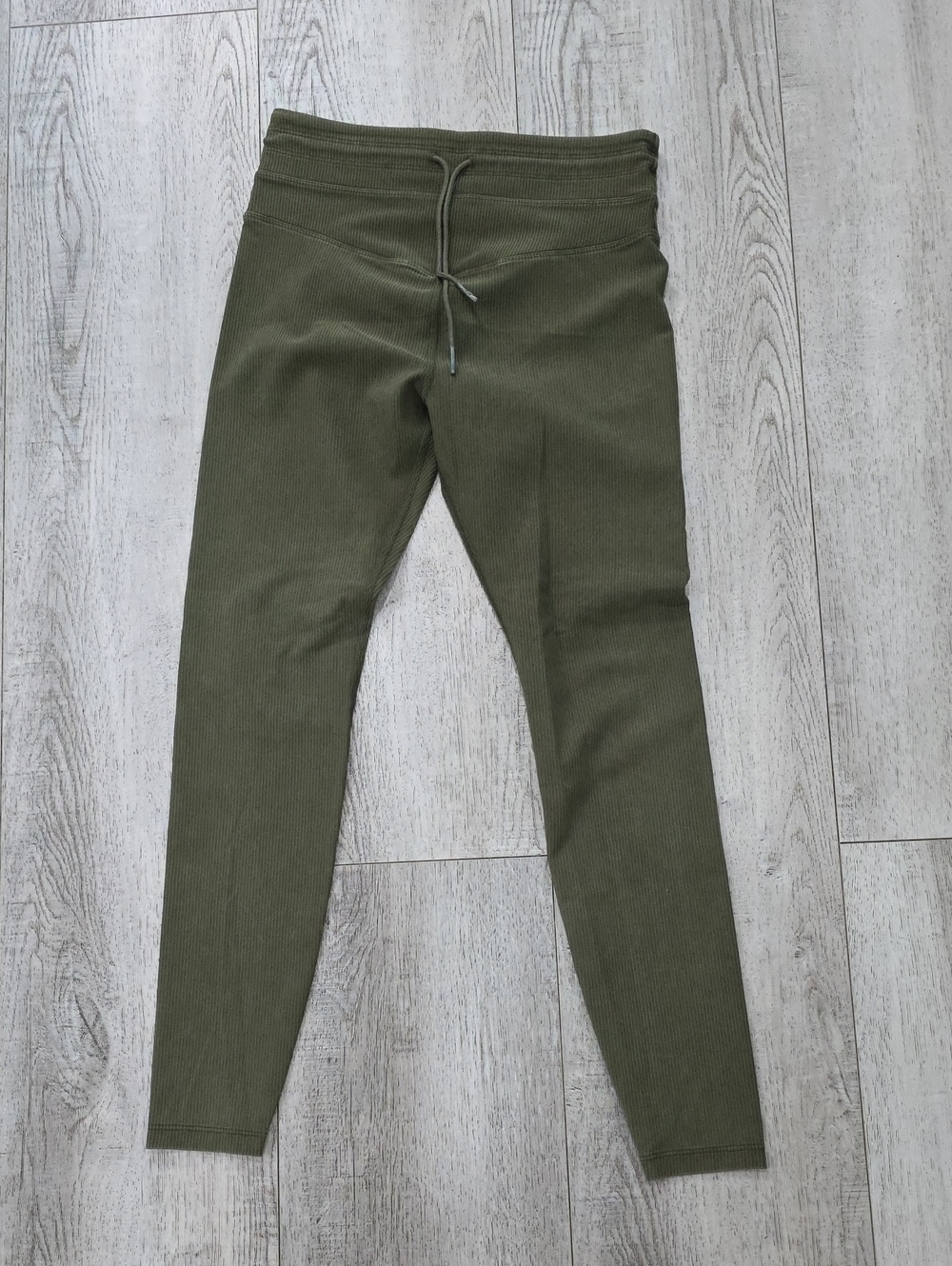 Lorna Jane Olive Ribbed High-Waist Leggings